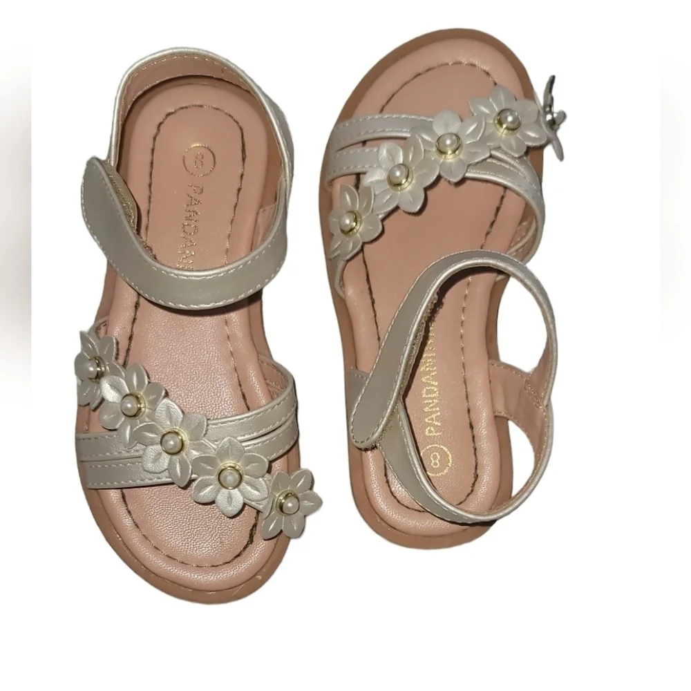 Girls Summer Flowers and Beaded Sandals